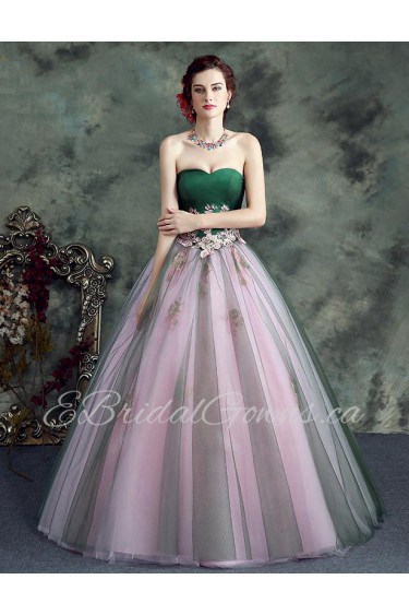 Ball Gown Strapless Tulle Evening / Prom Dress with Flower(s)