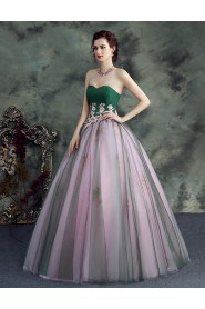 Ball Gown Strapless Tulle Evening / Prom Dress with Flower(s)