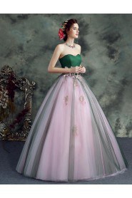 Ball Gown Strapless Tulle Evening / Prom Dress with Flower(s)