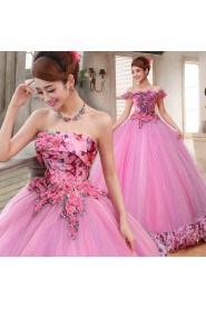 Ball Gown Off-the-shoulder Evening / Prom Dress with Flower(s)