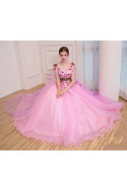 Ball Gown V-neck Evening / Prom Dress with Flower(s)