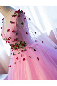 Ball Gown V-neck Evening / Prom Dress with Flower(s)