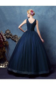 Ball Gown Scoop Tulle Evening / Prom Dress with Embroidery
