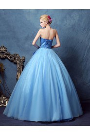 Ball Gown Strapless Tulle Evening / Prom Dress with Beading