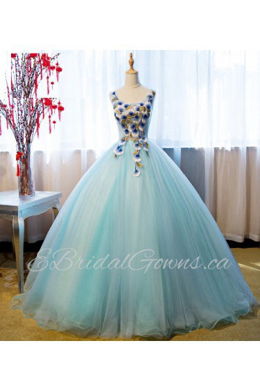 Ball Gown Scoop Evening / Prom Dress with Flower(s)