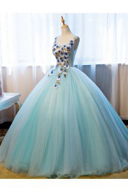 Ball Gown Scoop Evening / Prom Dress with Flower(s)