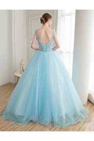 Ball Gown Scoop Evening / Prom Dress with Flower(s)