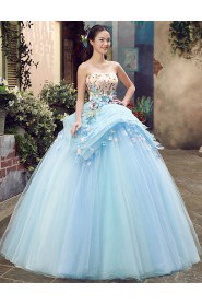 Ball Gown Strapless Tulle Quinceanera Dress with Flower(s)