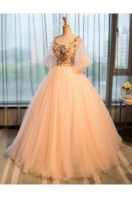 Ball Gown Scoop Evening / Prom Dress with Flower(s)