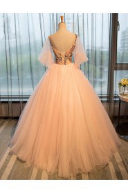 Ball Gown Scoop Evening / Prom Dress with Flower(s)