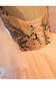 Ball Gown Scoop Evening / Prom Dress with Flower(s)