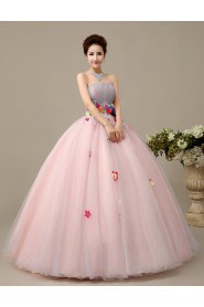 Ball Gown Strapless Tulle Quinceanera Dress with Flower(s)