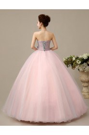 Ball Gown Strapless Tulle Quinceanera Dress with Flower(s)