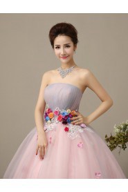 Ball Gown Strapless Tulle Quinceanera Dress with Flower(s)