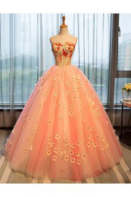 Ball Gown Strapless Evening / Prom Dress with Flower(s)