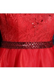 A-line Scoop Lace Evening / Prom Dress with Flower(s)