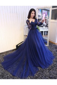 A-line V-neck Lace Evening / Prom Dress with Beading