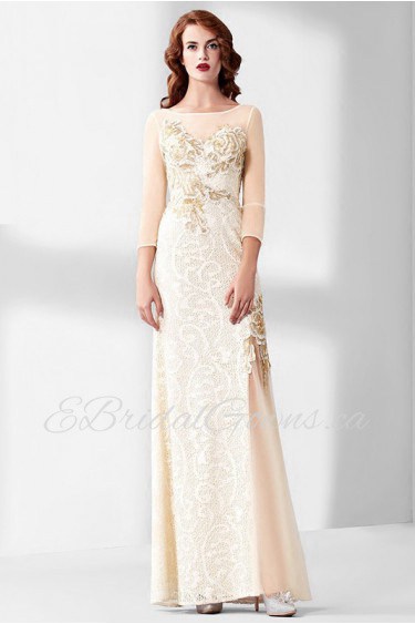 Sheath / Column Bateau Evening / Prom Dress with Flower(s)