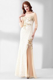 Sheath / Column Bateau Evening / Prom Dress with Flower(s)