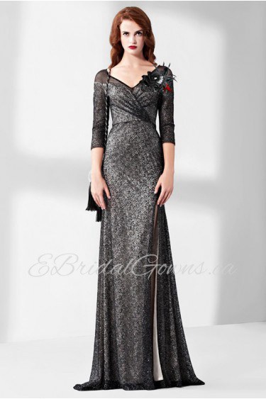 Sheath / Column V-neck Evening / Prom Dress with Beading