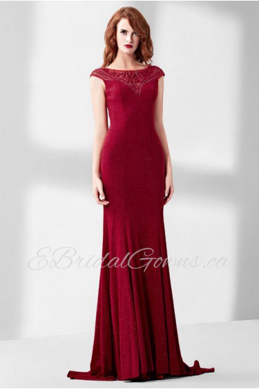 Sheath / Column Scoop Evening / Prom Dress with Beading