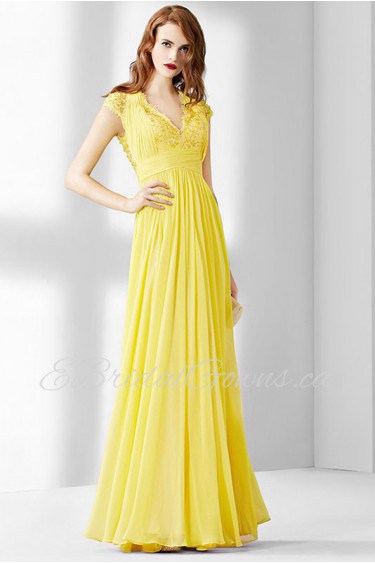 Sheath / Column V-neck Evening / Prom Dress with Flower(s)