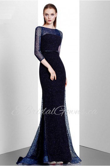 Sheath / Column Bateau Evening / Prom Dress with Rhinestone