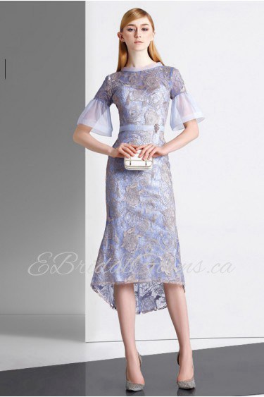 Sheath / Column High Neck Evening / Prom Dress with Embroidery