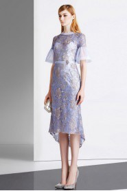 Sheath / Column High Neck Evening / Prom Dress with Embroidery