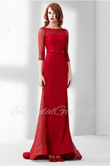 Sheath / Column Bateau Evening / Prom Dress with Beading