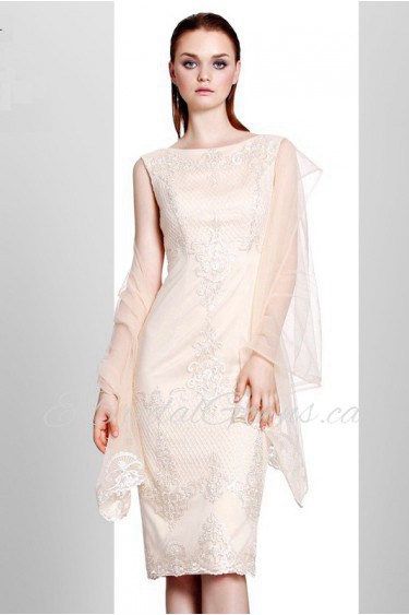  Bateau Evening / Prom Dress with Embroidery