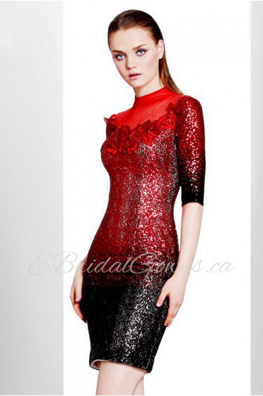 Sheath / Column High Neck Evening / Prom Dress with Beading