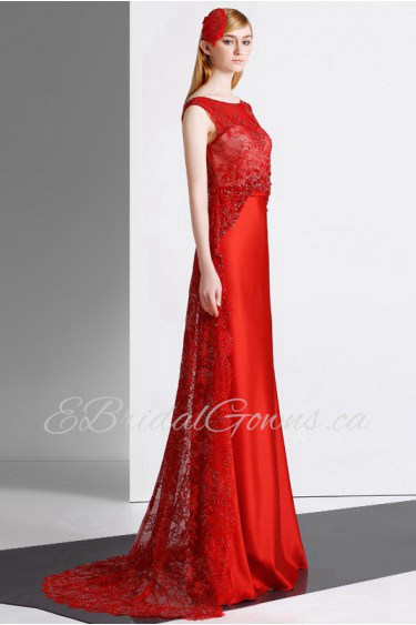 Sheath / Column Scoop Evening / Prom Dress with Beading