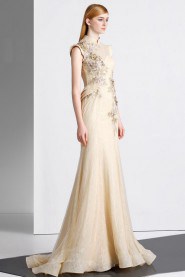 Sheath / Column High Neck Evening / Prom Dress with Flower(s)