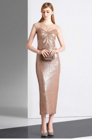 Sheath / Column Scoop Evening / Prom Dress with Beading