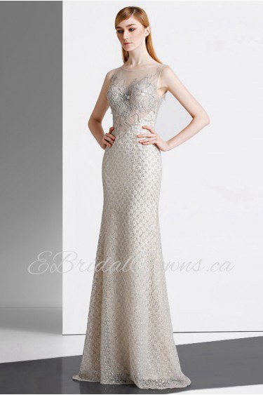 Sheath / Column Scoop Evening / Prom Dress with Beading