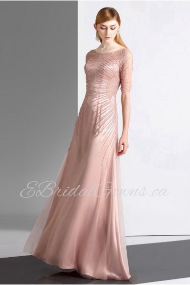 Sheath / Column Scoop Evening / Prom Dress with Beading