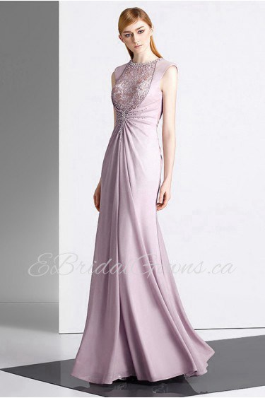 Sheath / Column Scoop Evening / Prom Dress with Beading