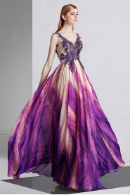 Sheath / Column V-neck Evening / Prom Dress with Embroidery