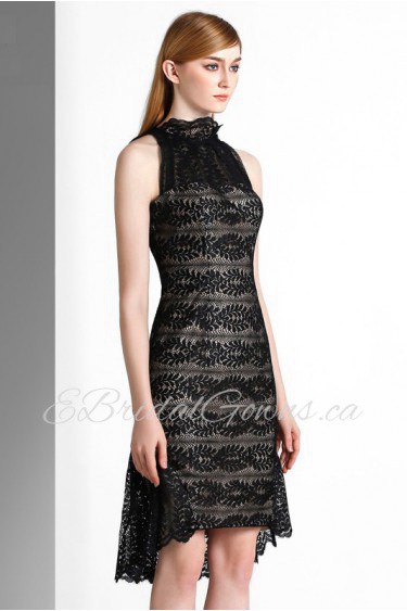 Sheath / Column High Neck Evening / Prom Dress with Embroidery