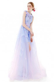 Ball Gown High Neck Evening / Prom Dress with Flower(s)