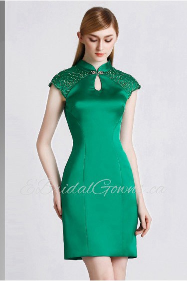 Sheath / Column High Neck Evening / Prom Dress with Embroidery