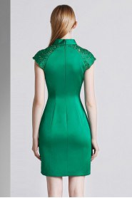 Sheath / Column High Neck Evening / Prom Dress with Embroidery