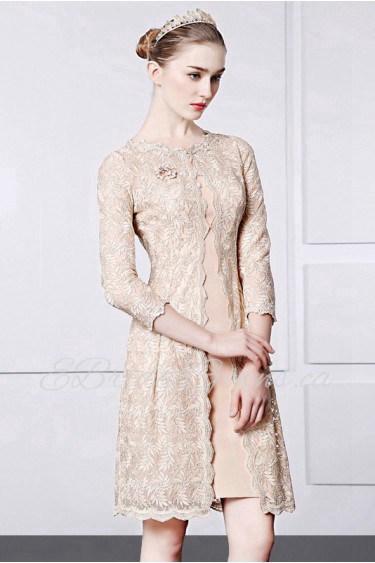 Sheath / Column Scoop Evening / Prom Dress with Embroidery