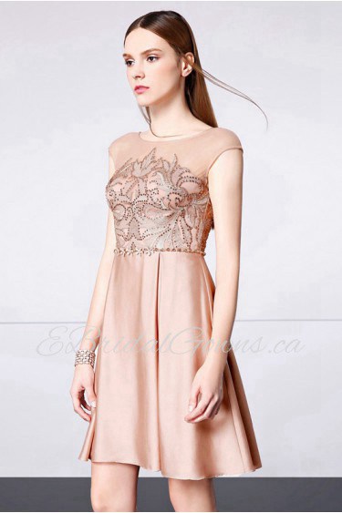 A-line Scoop Evening / Prom Dress with Rhinestone