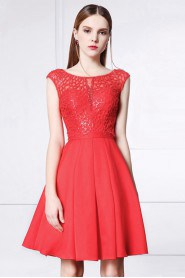 A-line Scoop Evening / Prom Dress with Rhinestone