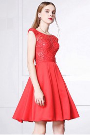 A-line Scoop Evening / Prom Dress with Rhinestone