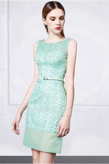 Sheath / Column Scoop Evening / Prom Dress with Embroidery