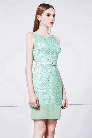 Sheath / Column Scoop Evening / Prom Dress with Embroidery