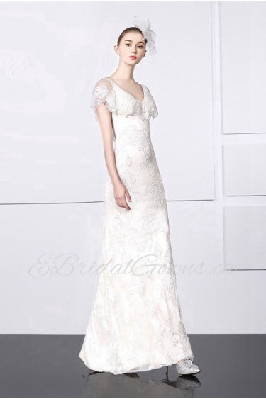 Sheath / Column V-neck Evening / Prom Dress with Embroidery